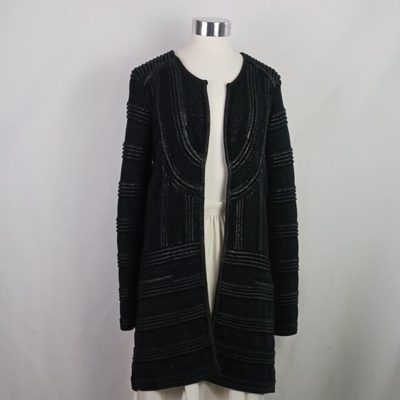 Isabel Marant Black Ribbed Coated 3/4 Knit Jacket - Picture 1 of 11